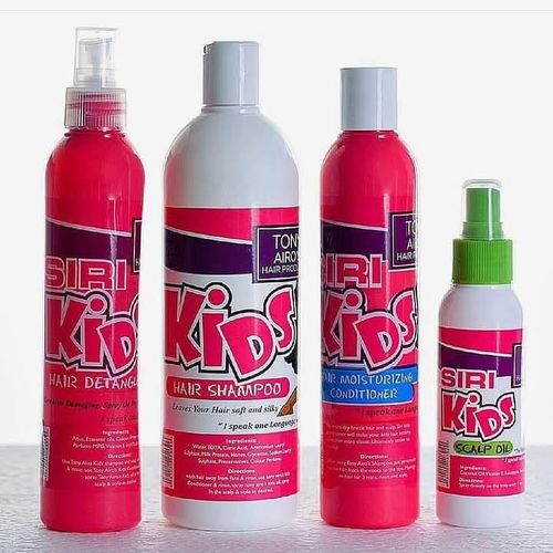 SIRI 4 In 1 Kids Hair Care Package : Hair Detangler + Hair Shampoo + Hair Conditioner + Hair Scalp Oil