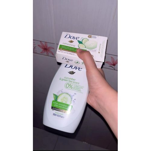 Dove 2 in 1 SHOWER CARE SET: Cucumber & Green tea body wash + Beauty cream bar