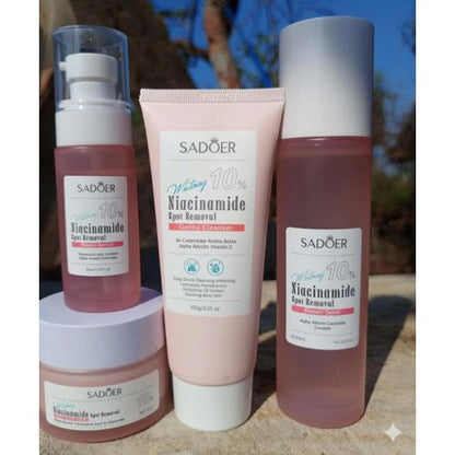 SADOER 4 in 1 NIACINAMIDE DARKSPOT REMOVAL SET: Face Toner + Face Cleanser + Face Serum + Face Cream