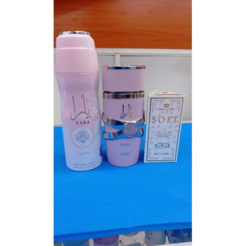 Latafa 3 in 1 PERFUME SET: Yara Pink Perfume + Yara Deo Spray + Soft Perfume Oil