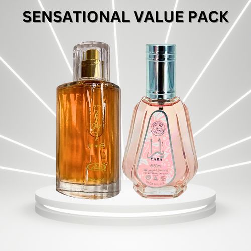 Al Rehab 2 in 1 Perfume Combo: Yara mini perfume + Choco musk perfume