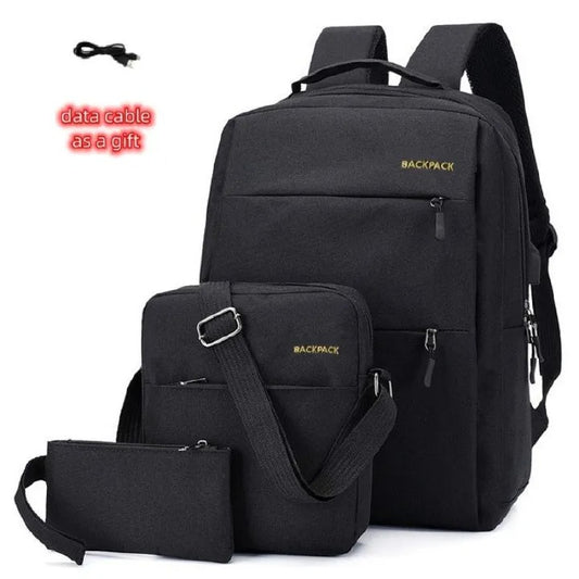 Backpacks Men Bags 3 PCS School Bags Bookbags USB Laptop Bags Notebook Bag Travel Bag Anti-Theft Leisure Nylon Cloth Bags Medium Size