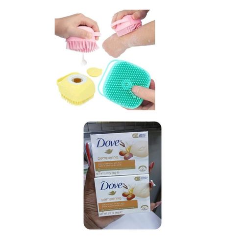 Dove AMAZING OFFER!!! 2 PCs Of Pampering Shea Butter Beauty Cream Bar + (FREE GIFT Silicone Bath Scrub)