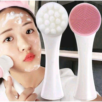 Private Label Facial Massager Brush Silicone Double-Sided Face Cleansing Brush With Jade Roller Skin Care Vibration Facial Massage Set