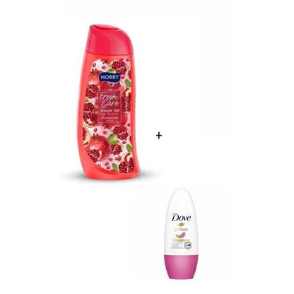 Hobby 2 In 1 : Pomegranate Fresh Care Shower Gel+ Dove Pink Fresh Deodorant