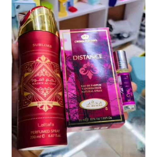 Al Rehab 3 In 1 Perfume Combo: Distance Perfume + Oil + Sublime Deo Spray