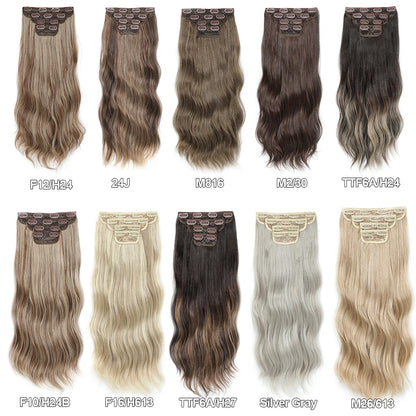 Blonde Bio Synthetic Wavy Ombre Clip In Hair Extensions 4Pcs/lot Matte Soft Natural Heat Resistant Fiber Hair Pieces For Women