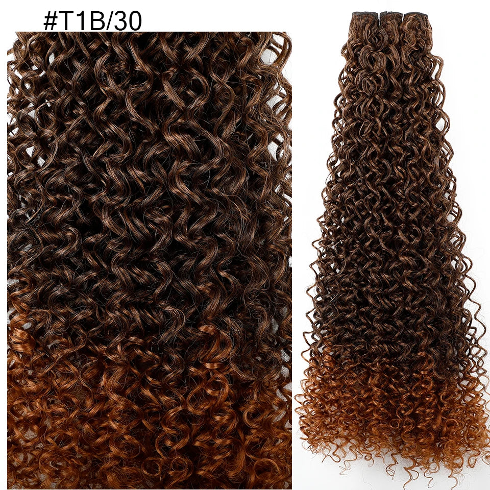 Magicae 30Inch Ombre T1B/30 Jerry Curly Synthetic Hair Extensions Heat Resistant Fiber Water Kinky Curly Human-Like Weave Bundle