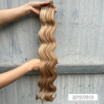 Magicae 30Inches 200grams Blond 27/613 Bio Body Wave Hair Weave Bundles High Temperature Synthetic Soft Natural Human-Like Hair