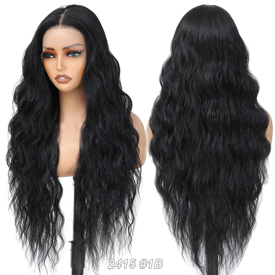 30Inch 13X4 Lace Frontal Synthetic Body Wave Wigs Ombre Ginger Orange Brown 530# Fiber Blond Transparent Lace Frontal Hair Wigs