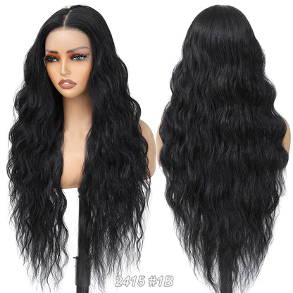 30Inch 13X4 Lace Frontal Synthetic Body Wave Wigs Ombre Ginger Orange Brown 530# Fiber Blond Transparent Lace Frontal Hair Wigs