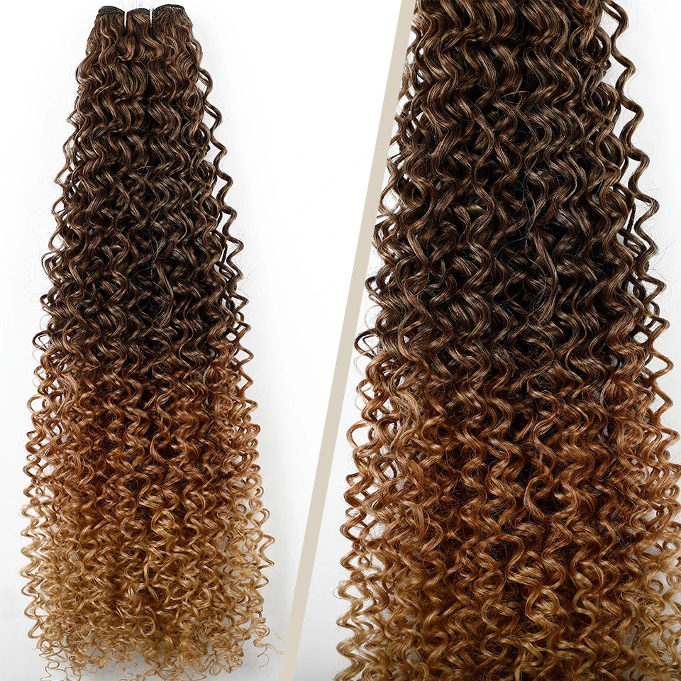 Magicae 30Inches Colored Ombre 30# Kinky Curly Bundles Bio Water Synthetic Blond 27/613 Hair Extensions Heat Resistant Fiber