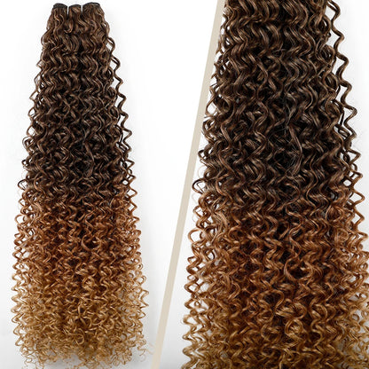 Magicae 30Inches Colored Ombre 30# Kinky Curly Bundles Bio Water Synthetic Blond 27/613 Hair Extensions Heat Resistant Fiber