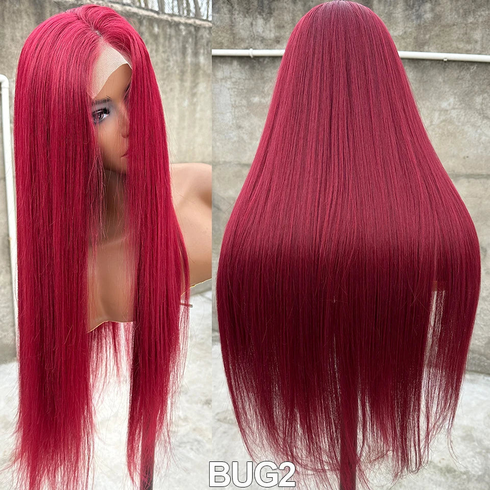 36inch Ombre P27/613 Straight 4X4 Lace Front Wigs Highlight Brown Blon 27/30/613# High Temperature Cosplay Straight Hair Wigs