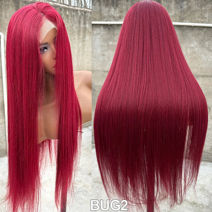 36inch Ombre P27/613 Straight 4X4 Lace Front Wigs Highlight Brown Blon 27/30/613# High Temperature Cosplay Straight Hair Wigs