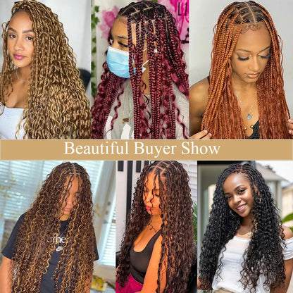 14-22'' Brown Deep Wave Human Hair Bulk For Braiding Highlights Brown No Weft Human Hair Bundles Women Boho Braids Braiding Hair