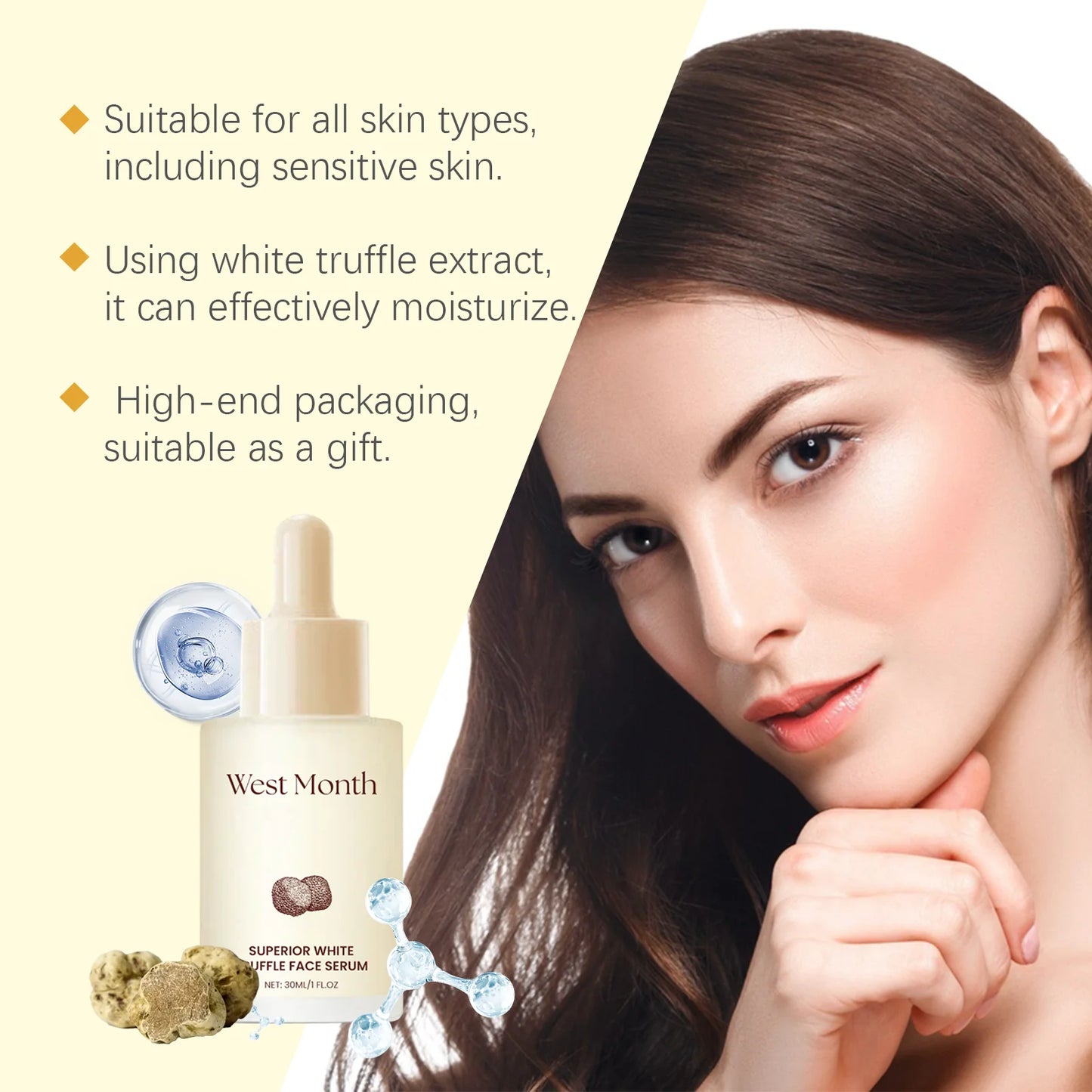 White Truffle Brightening Serum for Black Skin Firming Lifting Dark Spot Remover for Face Essence Moisturizer Skincare Product