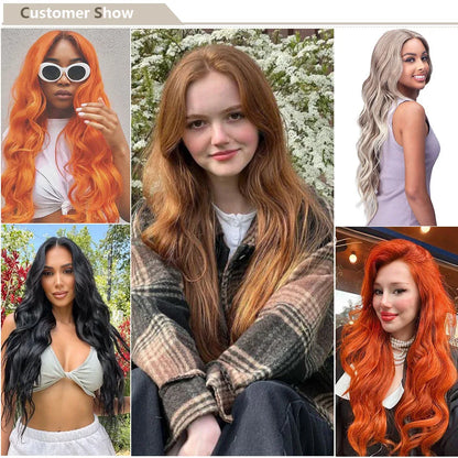30Inches 200grams Blond Ombre 27/613 Brown Body Wave Synthetic Hair Weave Bundles Soft Bio Human-Like Heat Resistant Ponytail