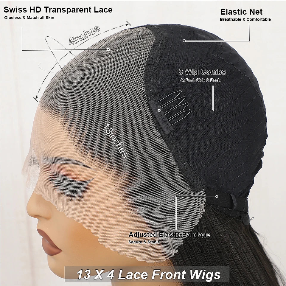 Magicae 220% density13x4 Lace Frontal Synthetic Straight Lace Wig Lace Front Wig Ombre Highlight Brown Blond Colored Hair