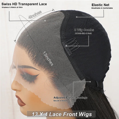 Magicae 220% density13x4 Lace Frontal Synthetic Straight Lace Wig Lace Front Wig Ombre Highlight Brown Blond Colored Hair