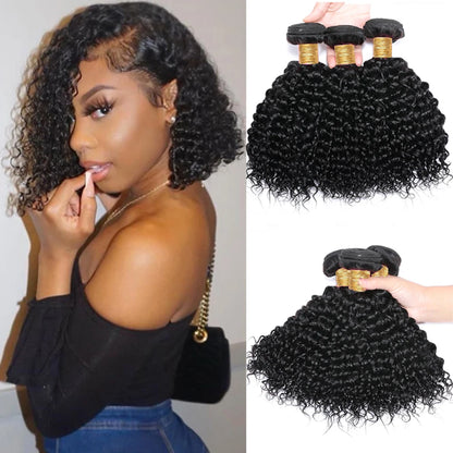 Short Afro Kinky Curly Hair 3 Bundles Deal Raw Indian Hair 100% Virgin Tissage Human Hair Weave Extension Natural Color 100G/PCS