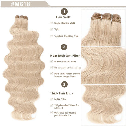 Magicae Highlight Blond 27/613 200grams Bio Body Wave Hair Bundles 30Inches Brown M816 Sliver White Synthetic Hair Extensions