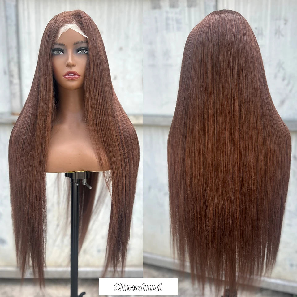 36inch Ombre P27/613 Straight 4X4 Lace Front Wigs Highlight Brown Blon 27/30/613# High Temperature Cosplay Straight Hair Wigs