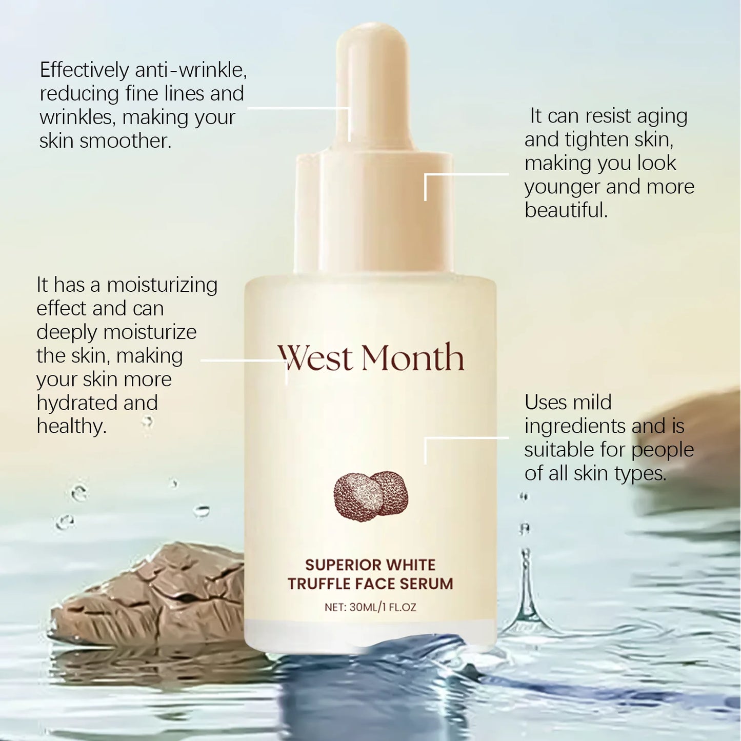 White Truffle Brightening Serum for Black Skin Firming Lifting Dark Spot Remover for Face Essence Moisturizer Skincare Product