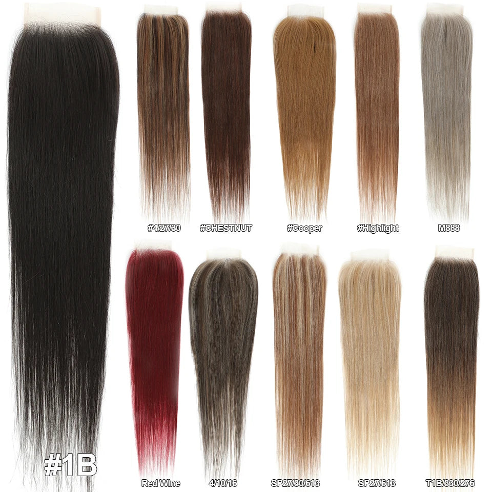 4X4 Straight Top Lace Closure 22Inches Blond 27/613 Highlight Synthetic Heat Resistant Pre-Plucked Transparent Straight Lace