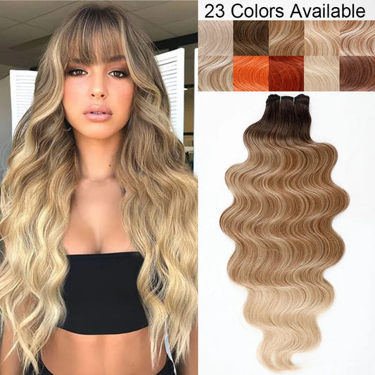 Magicae Blond 27/613 White60# 30Inches 200g High Temperature Synthetic Hair Extension Long Body Wave Hair Weave Bundle Highlight