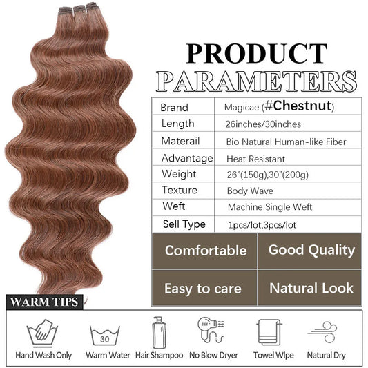 30inches 200grams Body Wave Hair Weave Bundles Ombre Brown M816 Gray 888# Synthetic Hair Extension High Temperature Soft Natural