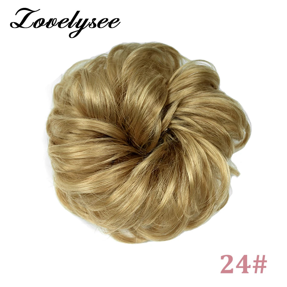 Curly Hair Bun Extensions Elastic Hair Hairpieces Natural Color Chignon Donut Updo Pieces for Women Remy Hair Extensions