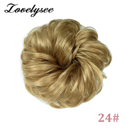 Curly Hair Bun Extensions Elastic Hair Hairpieces Natural Color Chignon Donut Updo Pieces for Women Remy Hair Extensions
