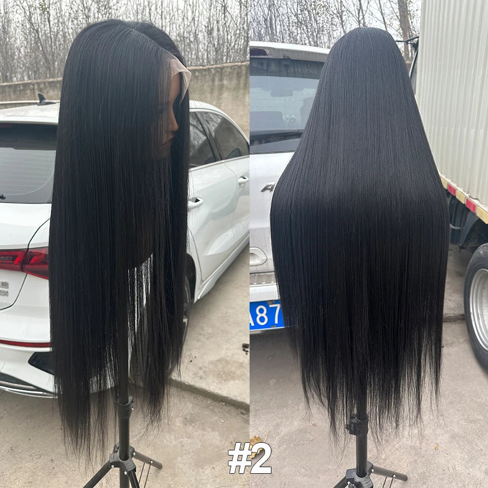 Magicae 220% density13x4 Lace Frontal Synthetic Straight Lace Wig Lace Front Wig Ombre Highlight Brown Blond Colored Hair