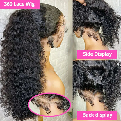 250 Density Invisible Strap 360 Full Hd Glueless Wig 30 Inch Water Wave Lace Front Human Hair Wig Deep Curly Wave Frontal Wig