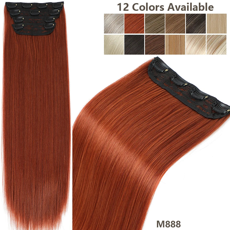 Magicae 24inch 200g Straight Clip in Hair Extensions Blond 27/613 Ombre Brown 4Pcs/pack Natural Bio Human-Like High Temperature