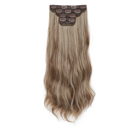 24Inches Clips IN Body Wave Bundles 220grams Heat Resistant Bio Synthetic Wavy Ombre Blond 27/613 Hair Extensions 4Pcs/Lot Hair