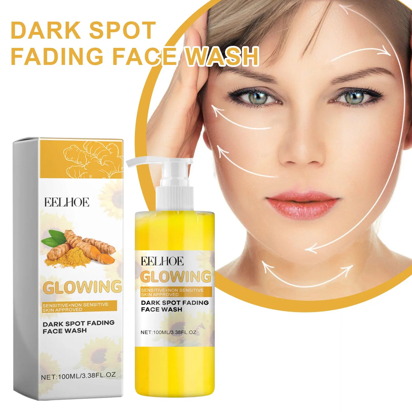 Turmeric Face Cleansing for Firmming Skin Refine Pores Nourishing Repair Skin Face Blemishes Removal Face Cleanser 100ml