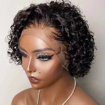 Short Pixie Cut Wigs 13x1 Lace Curly Pixie Human Hair Wigs Brazilian Human Hair 180% Density Curly Cut Bob Wigs 100% Human Hair