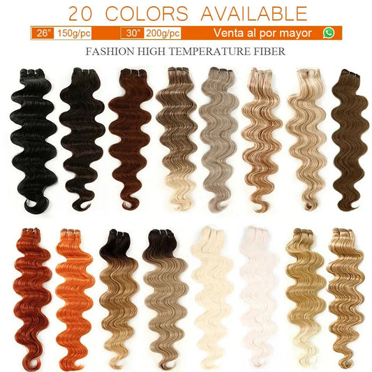 Magicae 30Inches Long Wavy 200grams/Lot Synthetic Hair Body Wave Hair Bundle Omber Blonde Weave High Temperature Fiber Extension