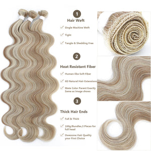 Perstar Body Wave Bundles Synthetic Hair Weave Bundles Hair Body Wave Ponytail Hair Bundles 26 Inch