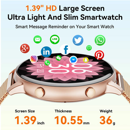 Karchilor 2025 Women'S Smart Watch, 1.39 Screen, Bluetooth Call, Men'S Fitness Waterproof Watch, Comes With Sleep, Heart Rate,