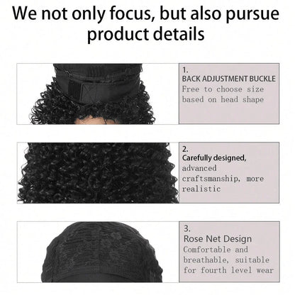 High-quality curly hair headband wigs are suitable for daily gatherings, wigs that naturally look fashionable for black women