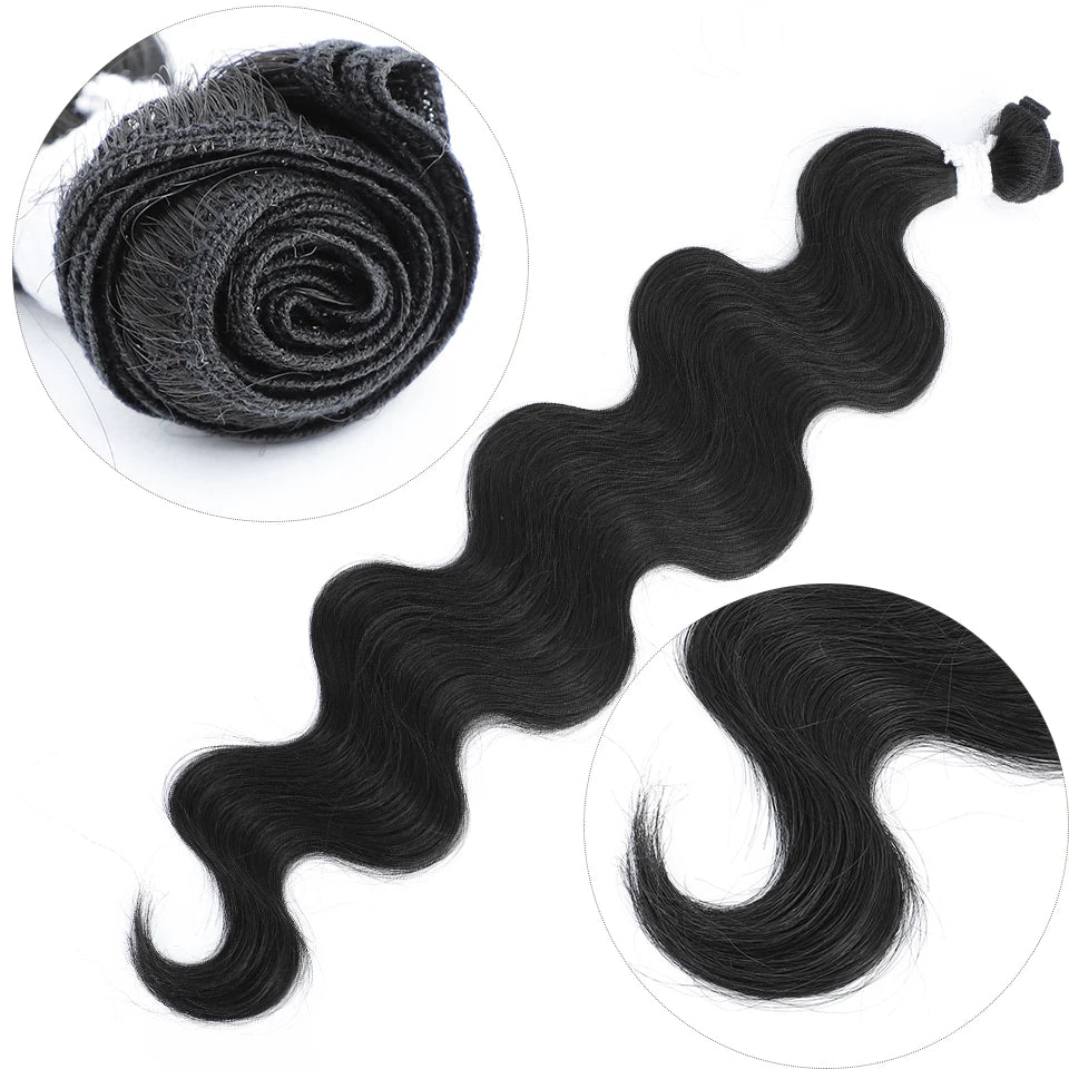 26 Inches Ombre Brown Blond 27/613 Body Wave Sliver White Gray Bundles Hair Weave High Temperature Synthetic Fake Hair Extension