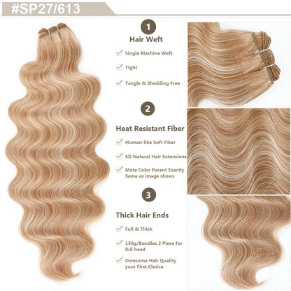 Magicae Highlight Blond 27/613 200grams Bio Body Wave Hair Bundles 30Inches Brown M816 Sliver White Synthetic Hair Extensions