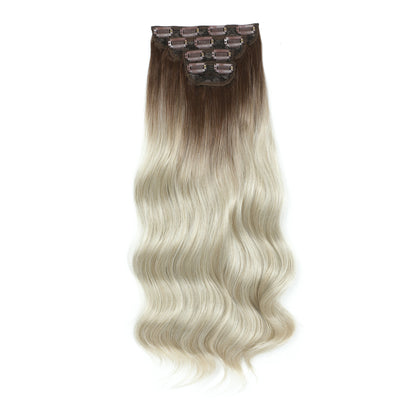 24Inches Blonde 27/613 Bio Synthetic Body Wavy 220grams Ombre Brown M888# Clip In Hair Extensions 4Pcs/lot Sliver White 613#