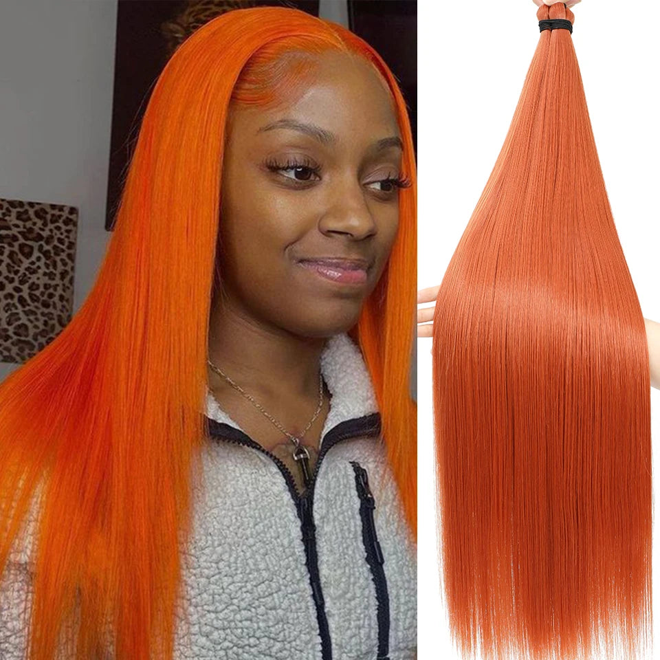 28â€ Ombre Blonde Twist Crochet Braiding Hair Extensions High Temperature Straight Hair Bundle Synthetic Pony Tail Hair For Women