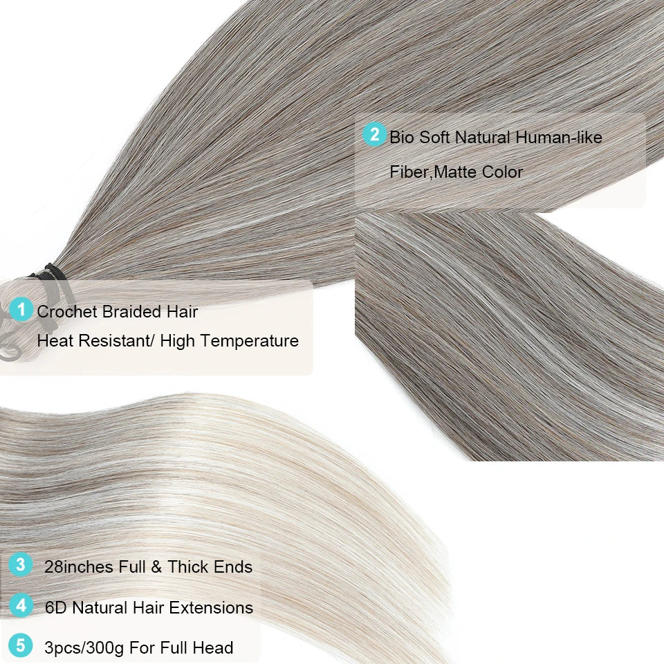 Magicae Crochet Braiding Ombre Blond 27/613 Synthetic Silky Straight Hair Extensions 28 Inches 300Grams 3Pcs/Lot Heat Resistant