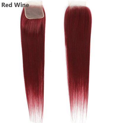 22inches Straight 4X4 Lace Closure Ombre Blond 27/613 Brown High Temperature Synthetic Heat Resistant Fiber Pre-Plucked Closure