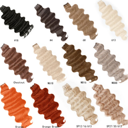 30Inches 200grams Blond Ombre 27/613 Brown Body Wave Synthetic Hair Weave Bundles Soft Bio Human-Like Heat Resistant Ponytail